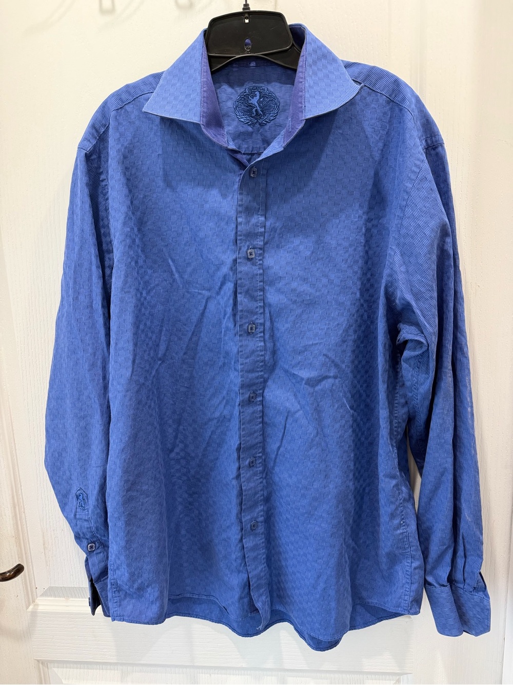 Bugatchi Royal Blue Textured Long-Sleeve Dress Shirt